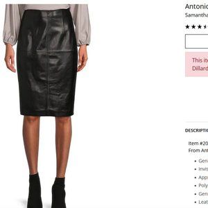 Antonio Melani Pencil Leather Skirt size 6 (Black)